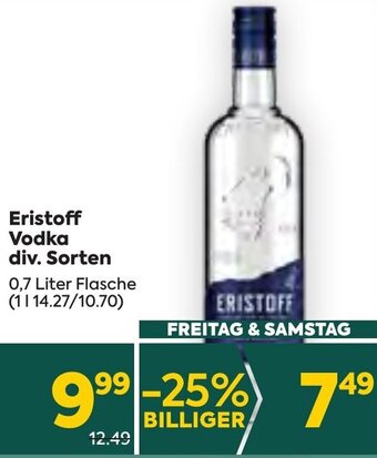 Billa Eristoff Vodka div. Sorten 0,7 Liter Flasche Angebot
