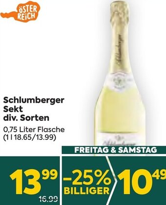 Billa Schlumberger Sekt div. Sorten 0,75 Liter Flasche Angebot