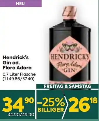 Billa Hendrick's Gin od. Flora Adora 0,7 Liter Flasche Angebot