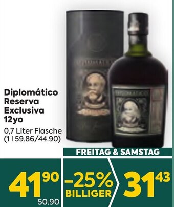 Billa Diplomático Reserva Exclusiva 12yo 0,7 Liter Flasche Angebot