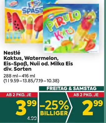 Billa Nestlé Kaktus, Watermelon, Eis-Spaß, Nuii od. Milka Eis div. Sorten 288 ml-416 ml Angebot
