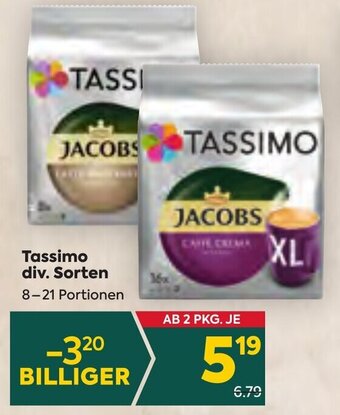 Billa Tassimo div. Sorten 8-21 Portionen Angebot
