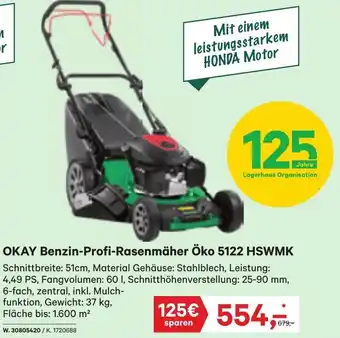 Lagerhaus OKAY Benzin-Profi-Rasenmäher Öko 5122 HSWMK Angebot