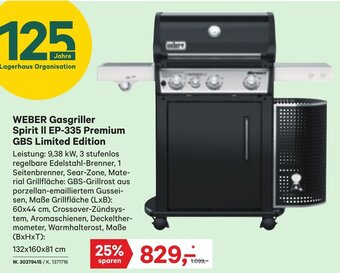 Lagerhaus WEBER Gasgriller Spirit II EP-335 Premium GBS Limited Edition Angebot