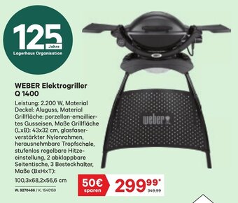 Lagerhaus WEBER Elektrogriller Q 1400 Angebot