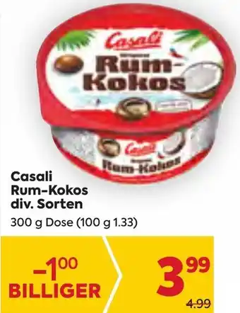 Billa Casali Rum-Kokos div. Sorten 300 g Dose Angebot
