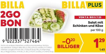 Billa Salat mit Schinken und Käse per 100 g Angebot