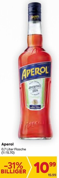Billa Aperol 0,7 Liter Flasche Angebot