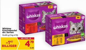 Billa Whiskas Frischebeutel div. Sorten 12x85 g Angebot