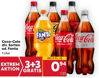 Billa Coca-Cola div. Sorten od. Fanta 1 Liter Angebot
