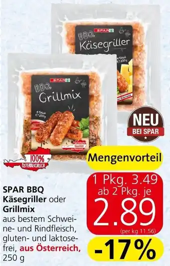 Spar SPAR BBQ Käsegriller oder Grillmix 250 g Angebot