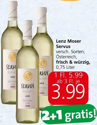 Spar Lenz Moser Servus versch. Sorten, Österreich, frisch & würzig, 0,75 Liter Angebot