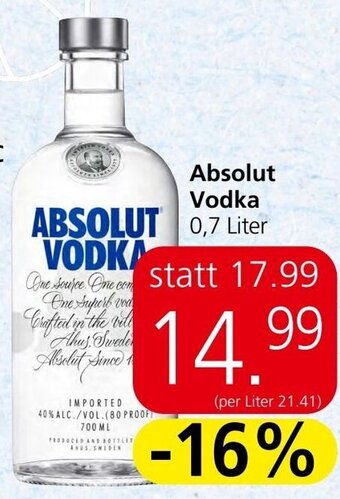 Spar Absolut Vodka 0,7 Liter Angebot