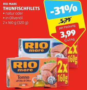 Hofer RIO MARE THUNFISCHFILETS 2 x 160 g Angebot