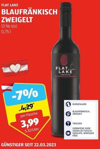 Hofer FLAT LAKE BLAUFRÄNKISCH ZWEIGELT 0,75L Angebot
