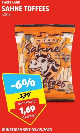 Hofer SWEET LAND SAHNE TOFFEES 400 g Angebot