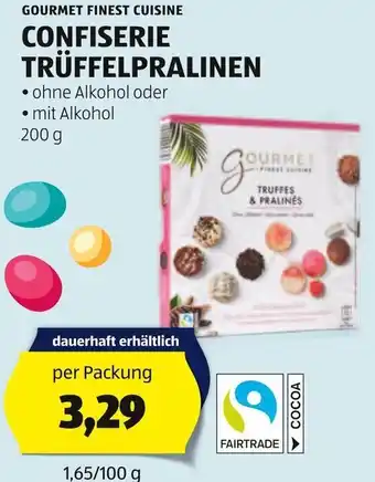 Hofer GOURMET FINEST CUISINE CONFISERIE TRÜFFELPRALINEN 200 g per Packung Angebot