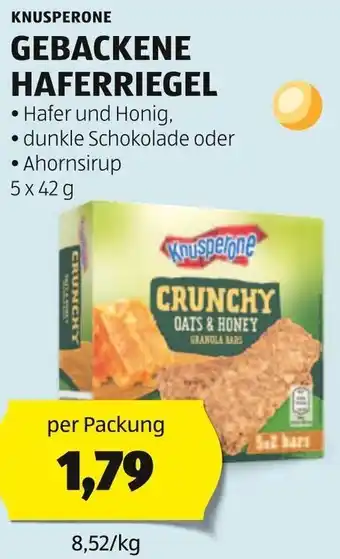 Hofer KNUSPERONE GEBACKENE HAFERRIEGEL 5 x 42 g per Packung Angebot