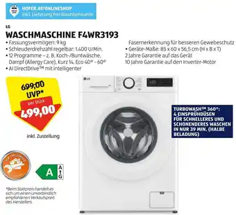 Hofer LG WASCHMASCHINE F4WR3193 Angebot