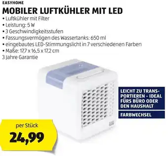 Hofer EASYHOME MOBILER LUFTKÜHLER MIT LED per Stück Angebot