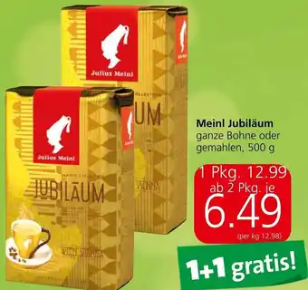 Interspar Meinl Jubiläum ganze Bohne oder gemahlen, 500 g Angebot