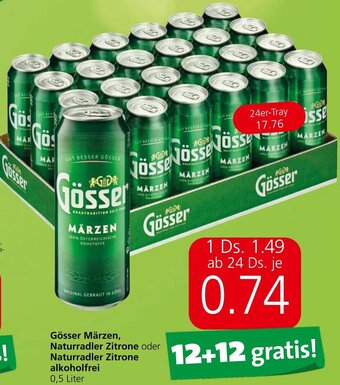 Interspar Gösser Märzen, Naturradler Zitrone oder Naturradler Zitrone alkoholfrei 0,5 Liter Angebot
