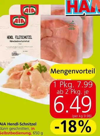 Interspar AIA Hendl-Schnitzel dünn geschnitten, in Selbstbedienung, 650 g Angebot