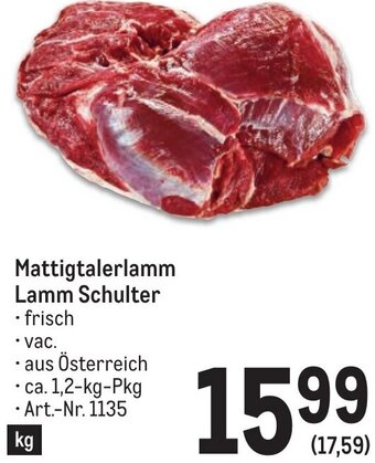 Metro Mattigtalerlamm Lamm Schulter Angebot