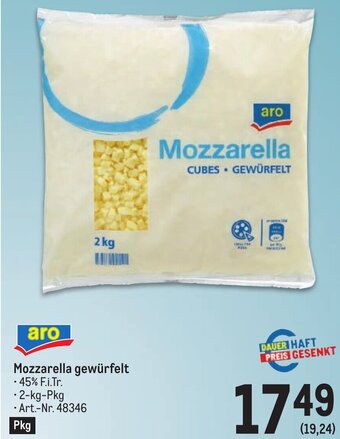 Metro Mozzarella gewürfelt • 2-kg-Pkg Angebot
