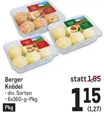 Metro Berger Knödel • div. Sorten • 6x160-g-Pkg Angebot
