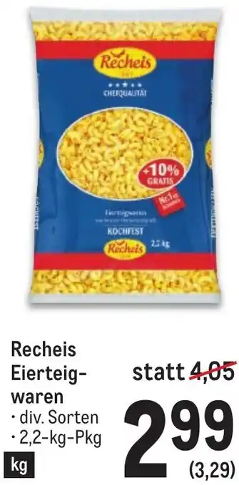 Metro Recheis Eierteig- waren • 2,2-kg-Pkg Angebot
