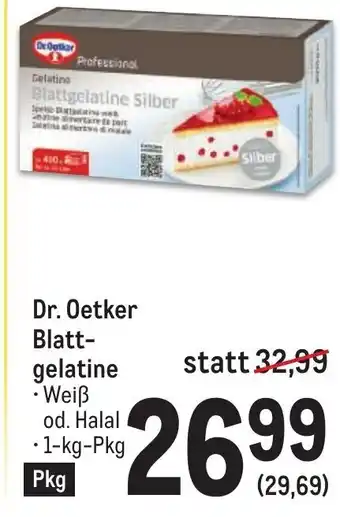 Metro Dr. Oetker Blatt-gelatine • Weiß od. Halal • 1-kg-Pkg Pkg Angebot