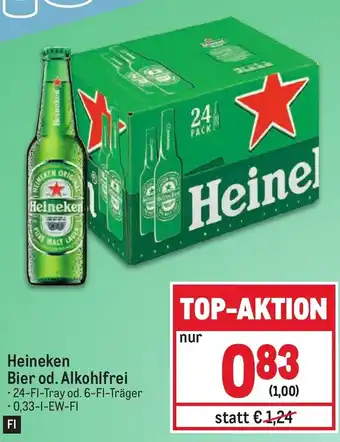 Metro Heineken Bier od. Alkohlfrei 24-FI-Tray od. 6-FI-Träger Angebot