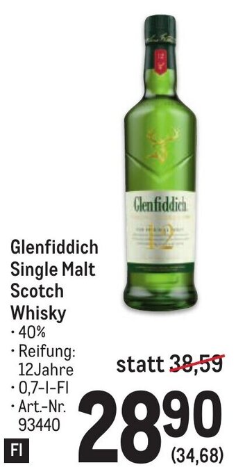 Metro Glenfiddich Single Malt Scotch Whisky 0,7 L Angebot