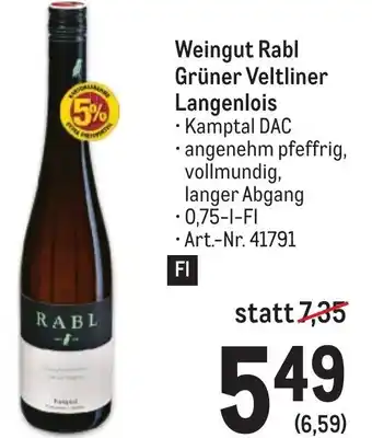 Metro Weingut Rabl Grüner Veltliner Langenlois 0,75 L Angebot