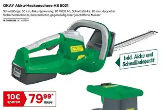 Lagerhaus Okey Akku-Heckenschere HS 5021 Angebot