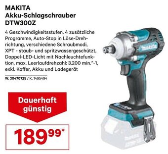 Lagerhaus Makita Akku-Schlagschrauber DTW300Z Angebot