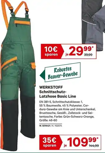 Lagerhaus Werkstoff Schnittschutz-Latzhose Basic Line Angebot