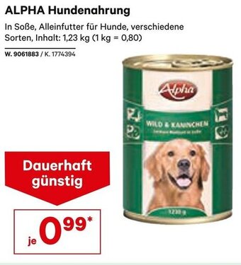 Lagerhaus Alpha Hundenahrung Angebot