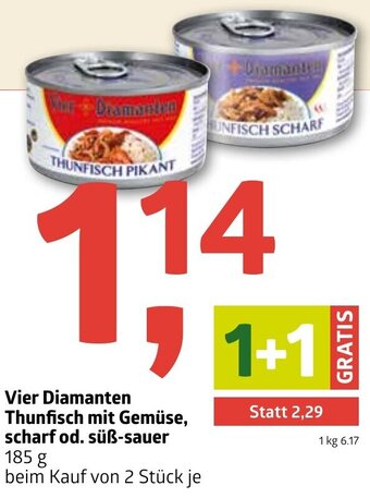 ADEG Vier Diamanten Thunfisch mit Gemüse, Scharf Od. Süß-Sauer 185g Angebot