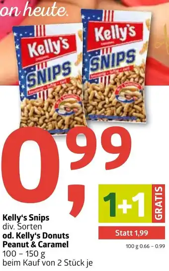 ADEG Kelly's Snips Od. Kelly's Donuts Peanut & Caramel 100-150g Angebot
