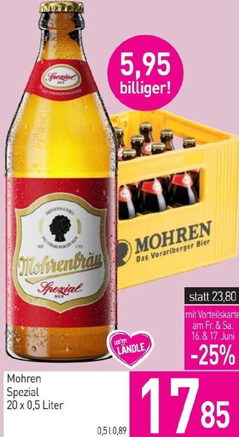 Sutterlüty Mohren Spezial 20 x 0,5 Liter Angebot