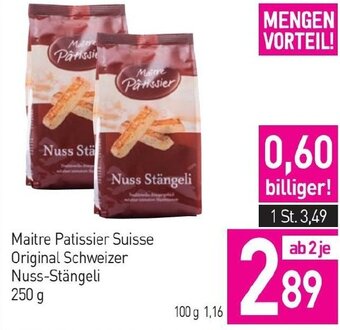 Sutterlüty Maitre Patissier Suisse Original Schweizer Nuss-Stängeli 250 g Angebot