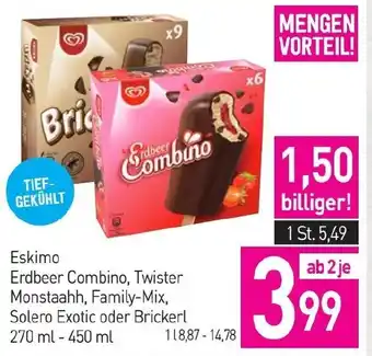 Sutterlüty Eskimo Erdbeer Combino, Twister Monstaahh, Family-Mix, Solero Exotic oder Brickerl 270 ml - 450 ml Angebot