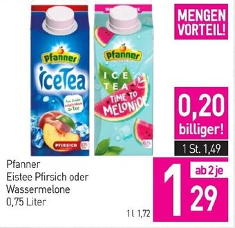 Sutterlüty Pfanner Eistee Pfirsich oder Wassermelone 0,75 Liter Angebot