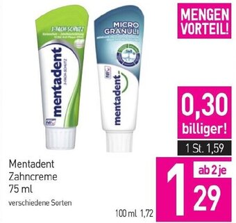 Sutterlüty Mentadent Zahncreme 75 ml Angebot