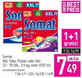 Sutterlüty Somat XXL Tabs, Pulver oder Gel 33- 70 Stk., 2,5 kg oder 1072 ml Angebot