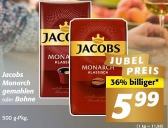 Nah&Frisch Jacobs Monarch gemahlen oder Bohne 500 g-Pkg. Angebot
