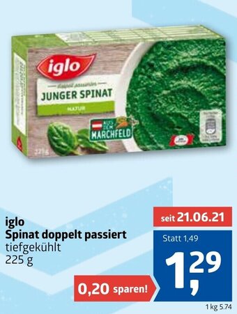ADEG Iglo Spinat Doppelt Passiert 225g Angebot