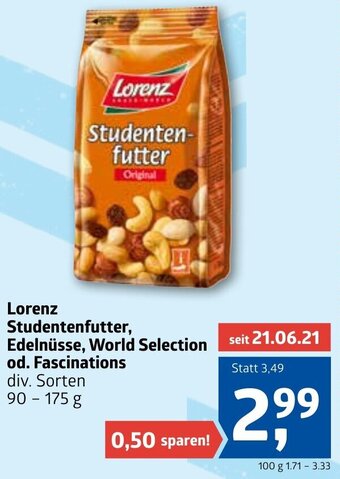 ADEG Lorenz Studentenfutter Edelnüsse,World Selection Od. Fascinations 90-175 g Angebot
